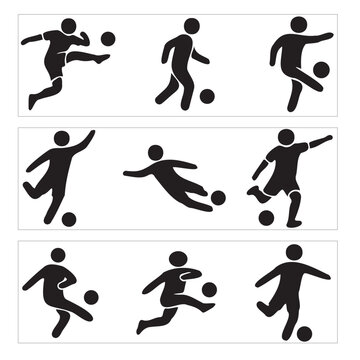 blake stylized soccer player actions set, flat design