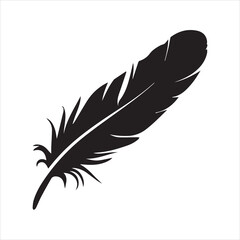 Fototapeta premium Feather Silhouette Vector Icon – Minimalist Quill Shape