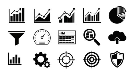 Business performance chart icons for analytics and reporting