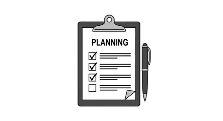 Business planning checklist illustration for strategy management