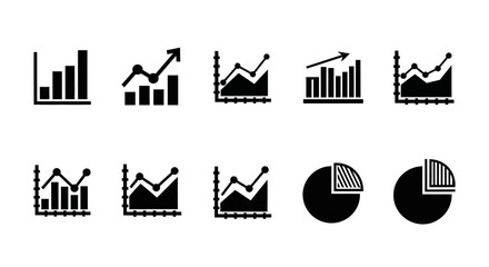 Business analytics chart icon set for data visualization projects