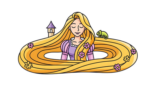 Symbol of a character with extremely long hair