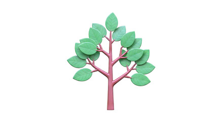 Obraz premium Stylized 3D Tree with Green Leaves
