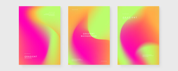 Fototapeta premium Set of three abstract layouts featuring high-contrast neon lime and hot pink color blends