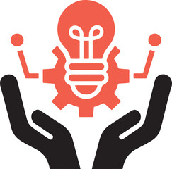Fototapeta premium Two hands cradle a lightbulb and gear, representing innovation, ideas, and technological solutions