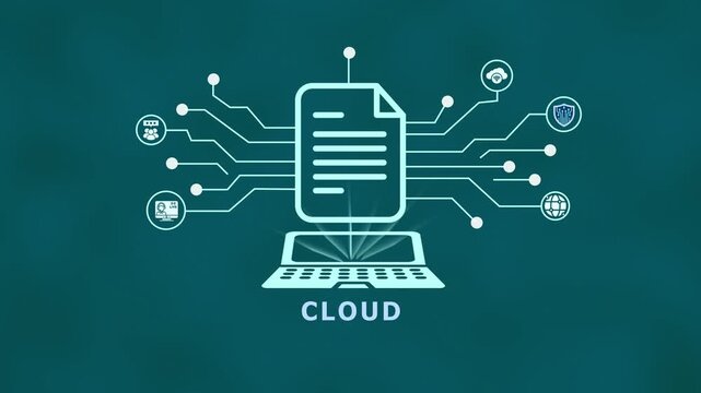 Cloud computing concept with digital document platform, connected network systems and enterprise IT infrastructure technology.