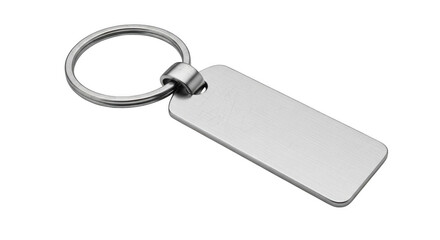 Fototapeta premium A blank silver keychain with a ring on a transparent background