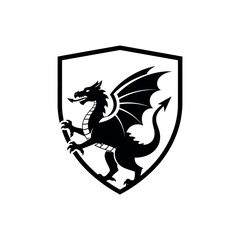 Fototapeta premium Dragon Shield Logo Design.