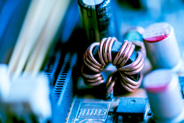 Abstract, Close up at electronic circuits, we see the technology of the mainboard, which is the important background of the computer. (logic board,cpu motherboard,Main board,system board,mobo)	