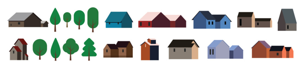 houses and building set flat colored city buildings  © Kamal