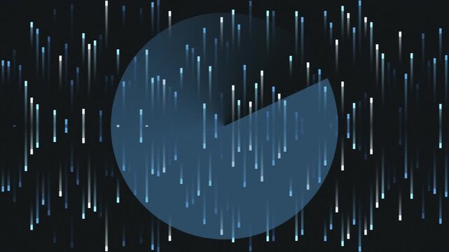 Abstract digital background featuring a blue partial circle and glowing vertical light streaks, symbolizing data flow, progress, or technological advancement.