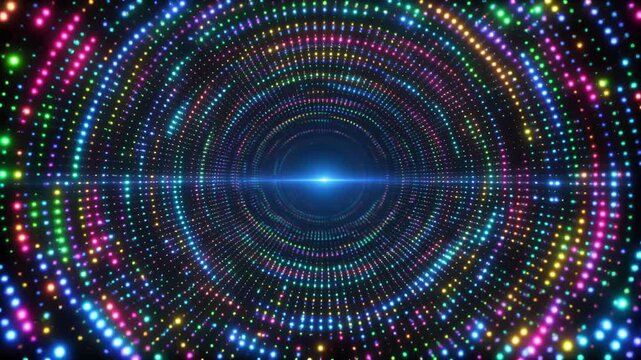 Colorful Technology Wave Rhytmic Tunnel Background. Colorful audio reacting particles. Audio beat react sound equalizer. Pulsing flickering background. audio reactive. For event, concert, stage. VJ s.