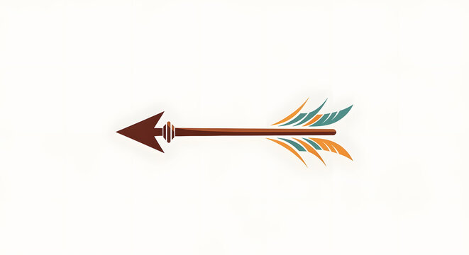 A clean and sharp arrow design featuring colorful feathers at the end