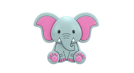 Obraz premium Cute cartoon elephant with pink ears and paws