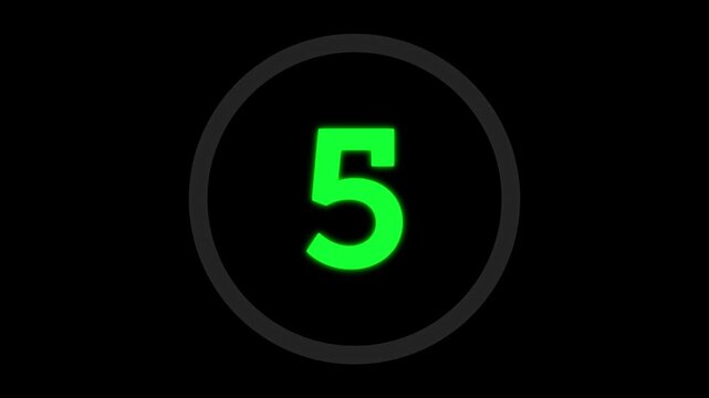 60 Seconds Digital Countup Timer Green Neon Circle 4K