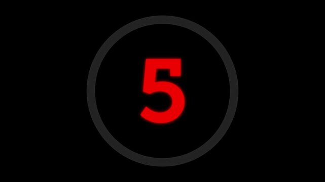 60 Seconds Digital Countup Timer Red Neon Circle 4K