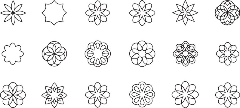 mandala collection of radial flower designs for logos