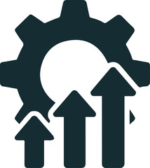 improvement logo gear and three arrows representing advancement