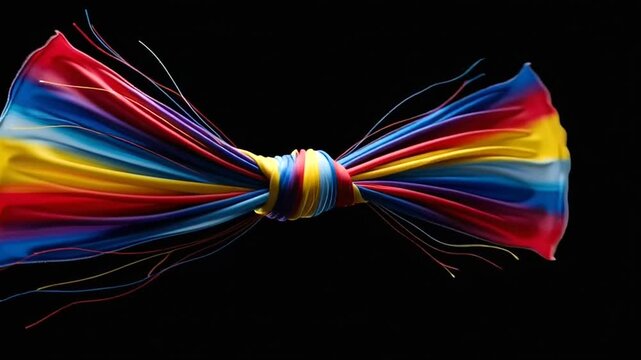 Colorful Bow Tie Rotating on Black Background.