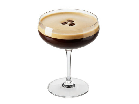 Elegant espresso martini glass isolated on transparent background