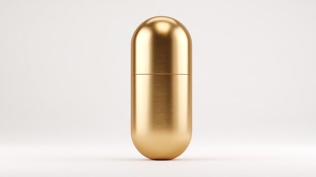 Golden Capsule Elegance on White Background.