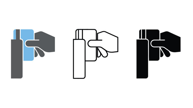 A hand inserts a credit card into a payment terminal.