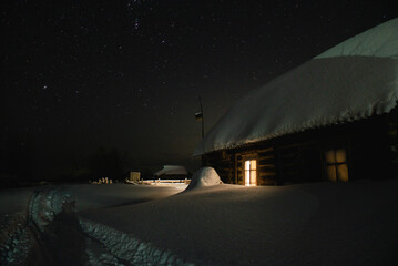 snow covered house