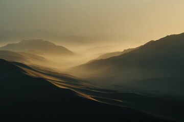 Misty Mountain Ridges at Sunset