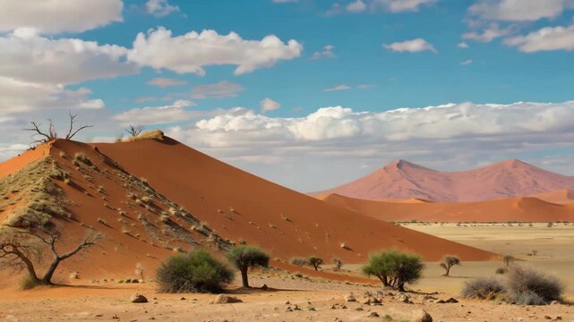 Panoramic view of desert dunes