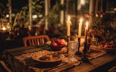 Cozy Candlelit Dinner Setting