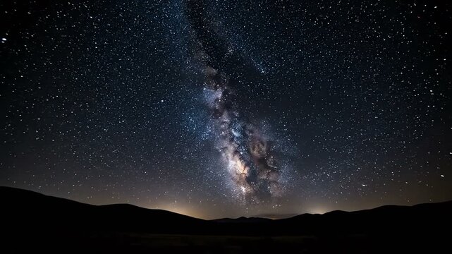 A serene night sky filled with stars and the Milky Way over a dark landscape viewed from a low vantage point