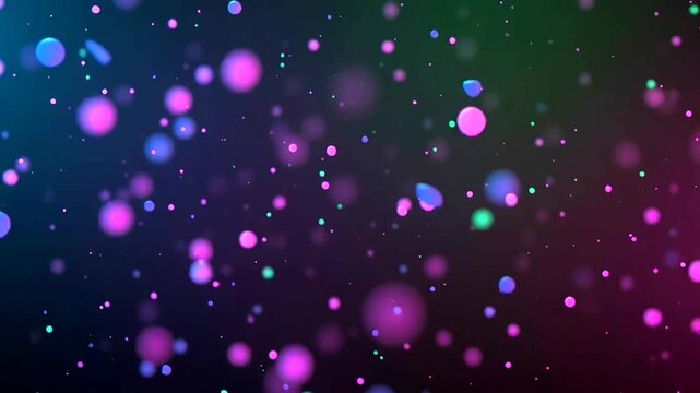 Vibrant Particles in Motion Against Dark Background.