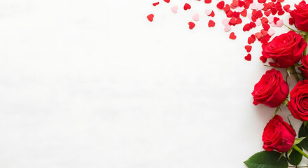 Romantic Roses, Valentine's Day, White Background, Photo, Floral Arrangement, Close-up, Love and Affection
