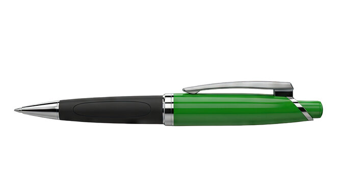 Green and black ballpoint pen with chrome accents