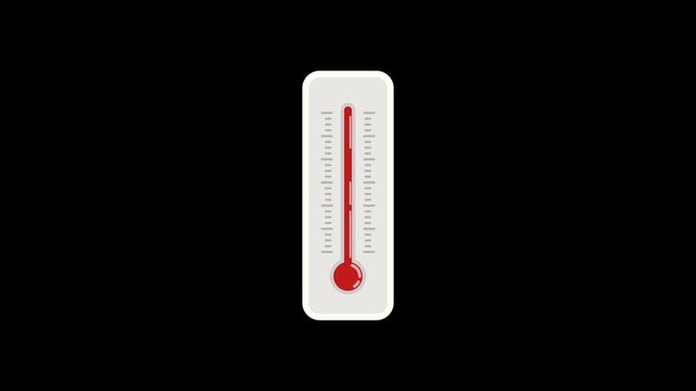Animated thermometer icon showing temperature level, clean flat design isolated on transparent background for medical, weather, and UI use.