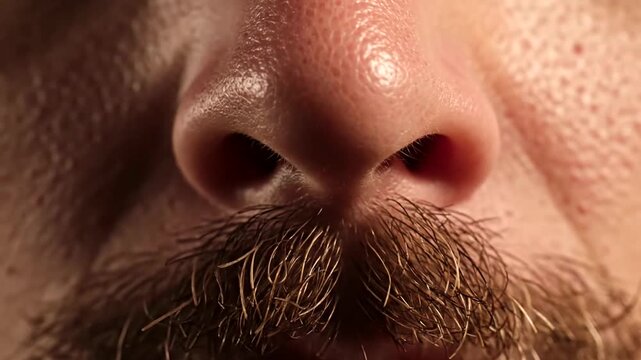 Man with Moustache Closeup Portrait.