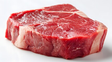 Fototapeta premium Raw Beef Steak Isolated on White Background Ready for Cooking.
