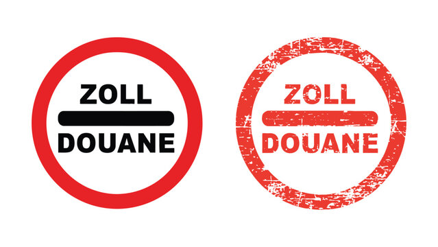 Customs Zoll Douane stamp vector illustration set for border control