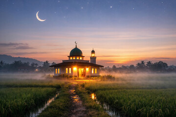 Obraz premium mosque on the village