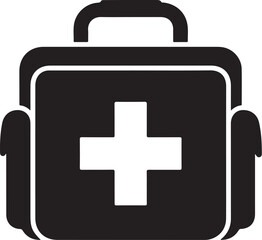Obraz premium Minimalist medical kit icon with cross symbol isolated on white background