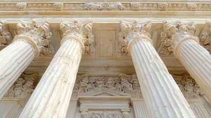 Fototapeta premium Intricate Neoclassical Building Facade with Grand Columns and Detailed Ornamentation