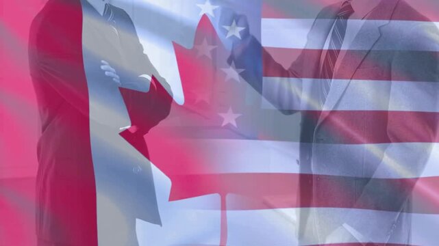 Trade War Between Canada and USA concept Animation. America import tariffs to Canada. America Canada tax war.