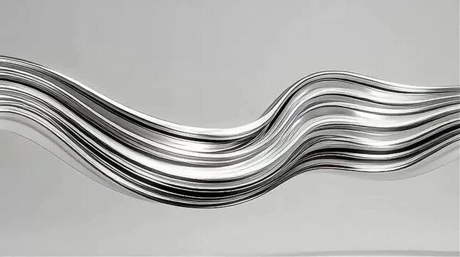 Abstract silver wave design flowing gracefully across a minimalist background