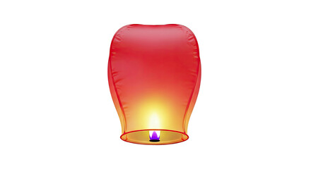 Red Sky Lantern with Burning Flame