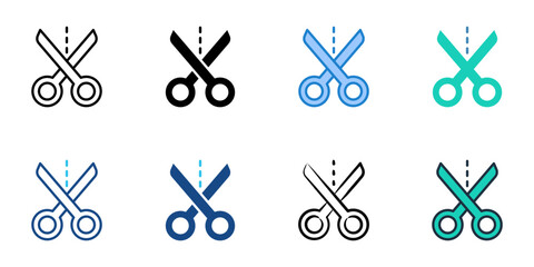 Trim icons set multiple style collection. Editable stroke 

