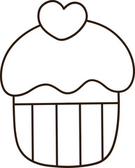 Cupcake With Heart Line Icon