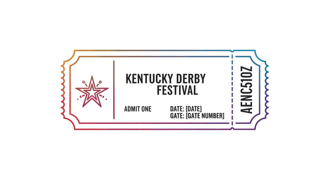 Vibrant outline vector ticket for the Kentucky Derby Festival event admission design concept