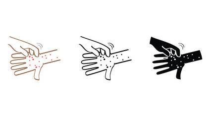 Illustration of a hand scratching an itchy rash on an arm.