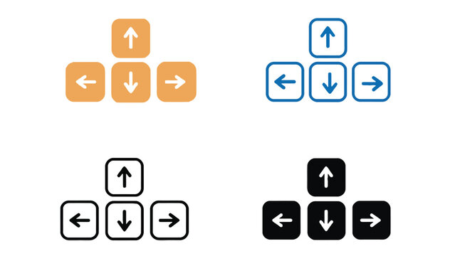Four sets of arrow keys are displayed in different colors and styles.