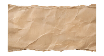 Crumpled brown paper texture, torn edges, for mockup or background, Isolated on transparent background, png